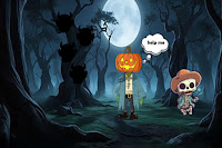 Pumpkin Man Attend Halloween Party