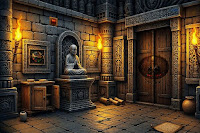 Statue Temple Priest Escape